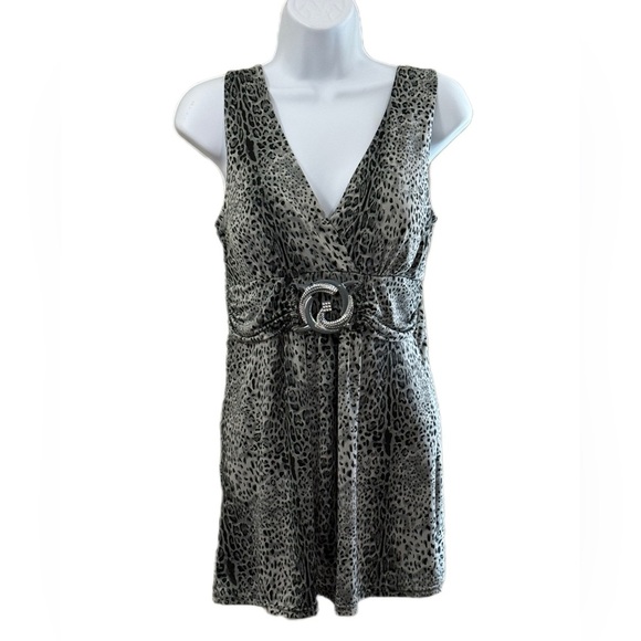 Sleek Animal Print Top with Belt - Picture 1 of 7